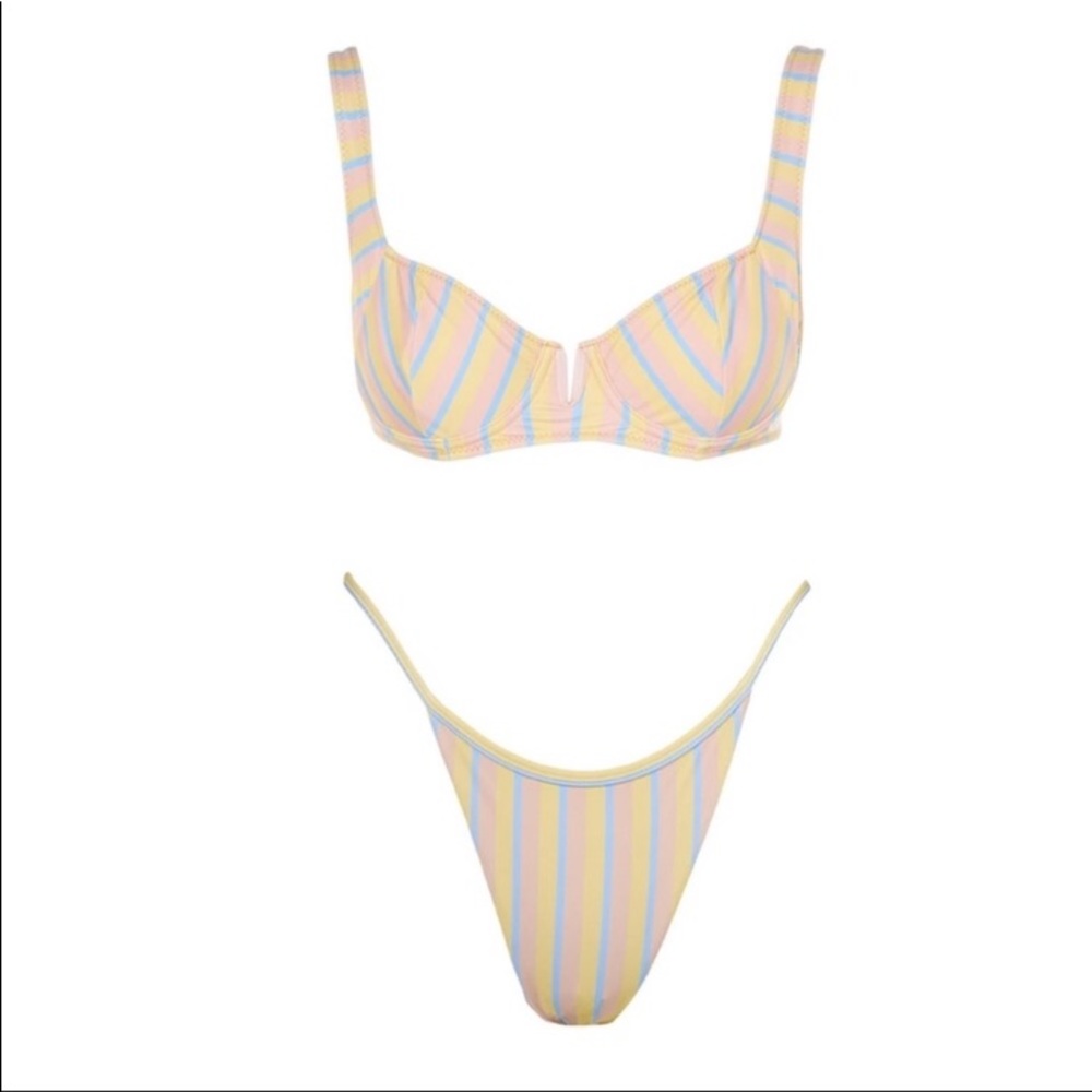 retro striped bikini set